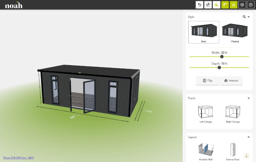 Noah Garden Rooms 3D configurator
