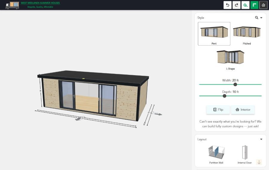 West Midlands Summer Houses 3D configurator