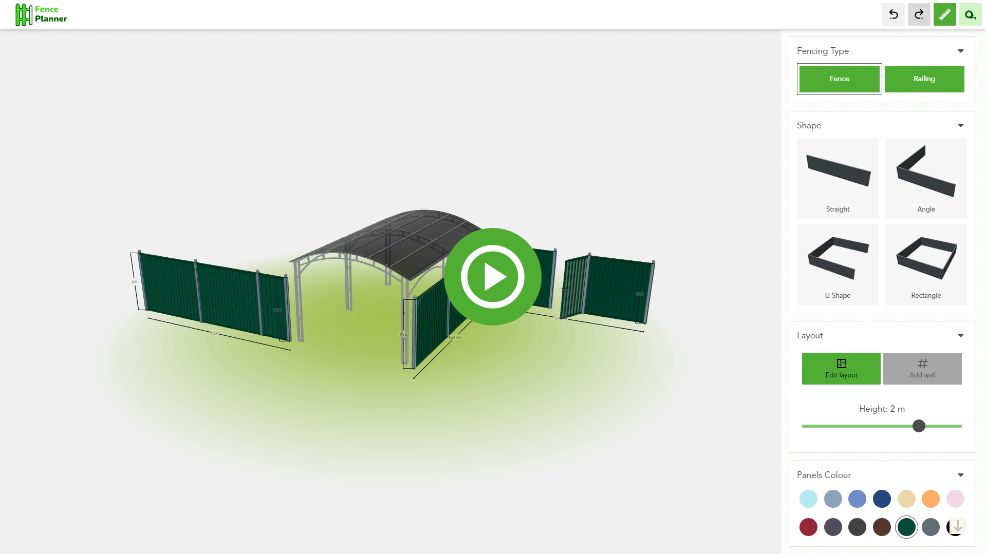 The Fence Planner configurator branded for a business.